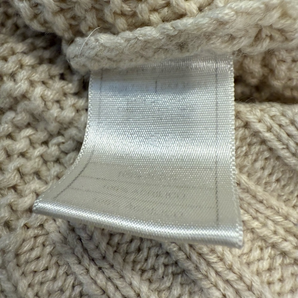 Jack by BB Dakota boho sweater cream chunky knit lace up V neck long sleeves Med - Picture 6 of 10